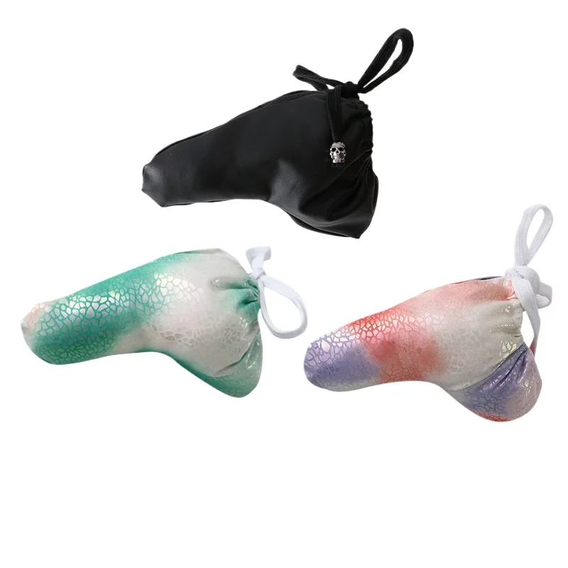Men's Erotic Crotchless Penis Sleeves Netted for Gays Faux Leather Wearable JJ Ring Super Tempting Bottomless Penis Bag Lingerie