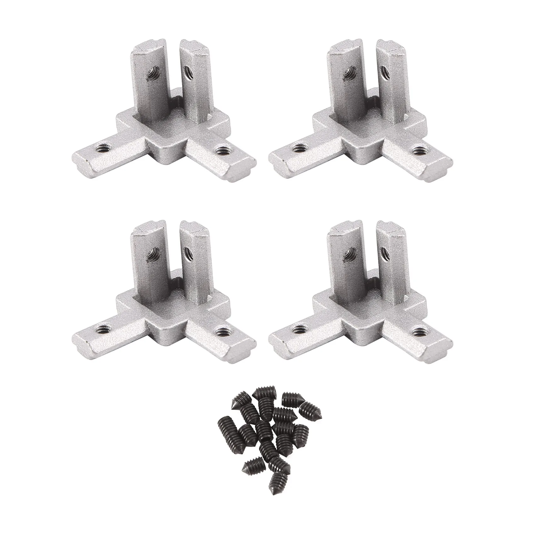 Supernew  3-Way End Corner Bracket Connector for T slot Aluminum Extrusion Profile 2020 series (Pack of 4, with screws)