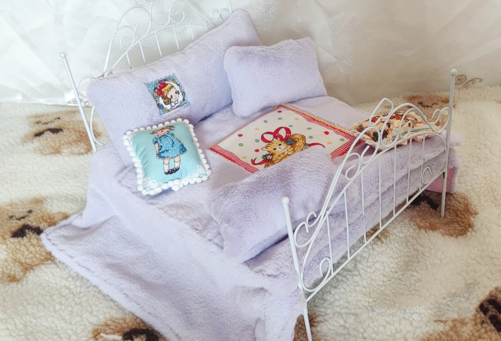 Blythe Bedding Rabbit hair imitation sheet, bed sheet, pillow, quilt, doll supplies (FitAzone,ICY, JerryB, 1/6 Doll Accessories