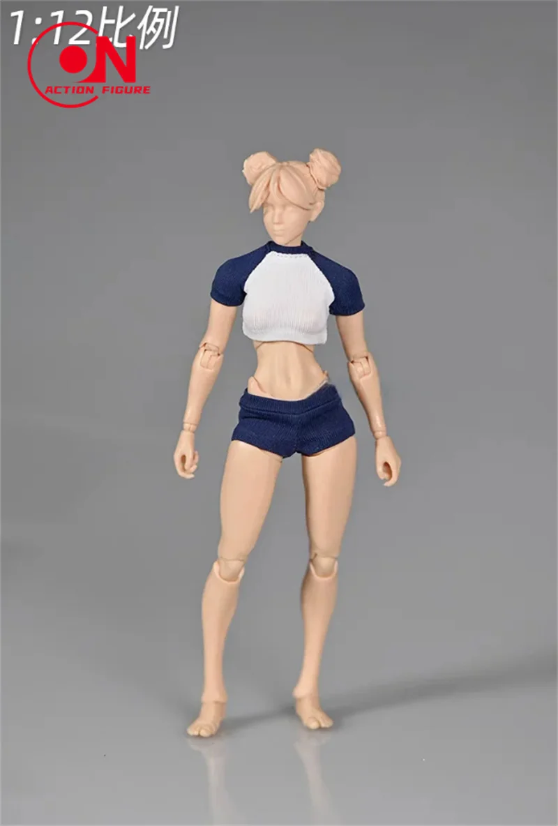 ملابس رياضية يابانية للطلاب لعام 1/12 تي شيرت شورت ملابس نموذج مناسب 12 بوصة روماني X COWL جندي أنثى جسم شخصيات الحركة #4