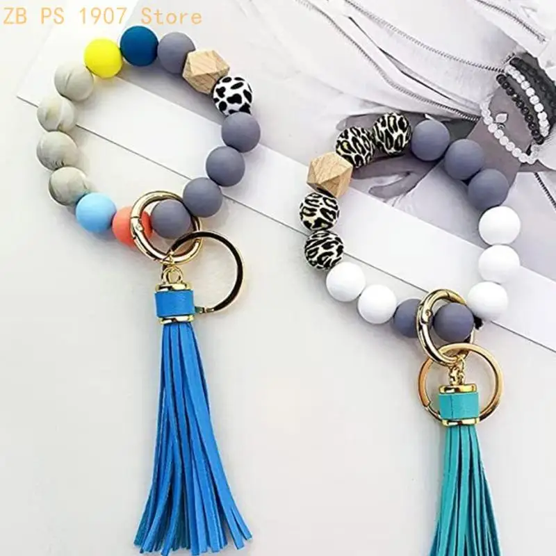 

Silicone Beads Making Keychain Bead with Elastic Rope Beaded Tassel 55KA