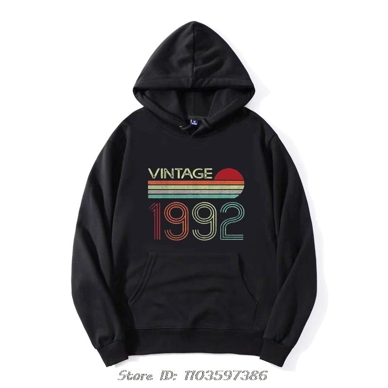 Vintage 1992 Birthday Gift Men Women Old Hoodie Cotton Hoody New Men's Oversized Graphic Jacket Zip Up Hoodie Sweatshirt Tops