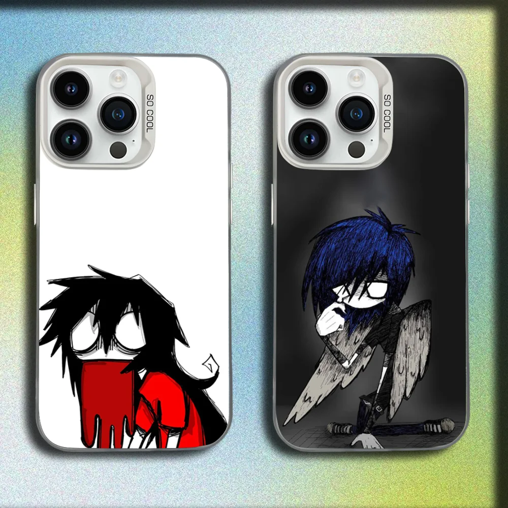 

Love Black and Cute Emo Phone Case For iPhone 16,15,14,13,12,11,Mini,Pro,E,MAX White Matte Shockproof Cover