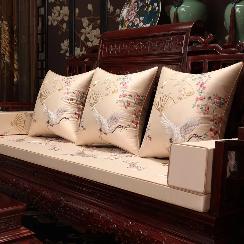 35x50/45/40x60/50cm crane embroidered cushion cover decorative sofa satin pillowcase lumbar pillow cover