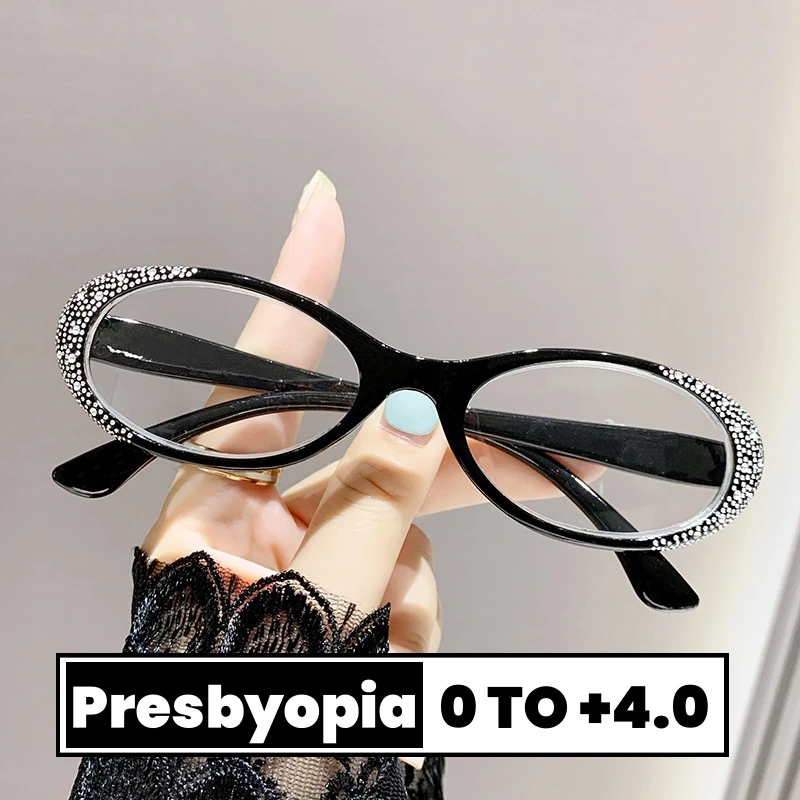 5 Colors Trendy Unisex Men HD Far Sight Eyeglasses Women's Luxury Diamond Frame Presbyopia Blue Light Blocking Reading Glasses