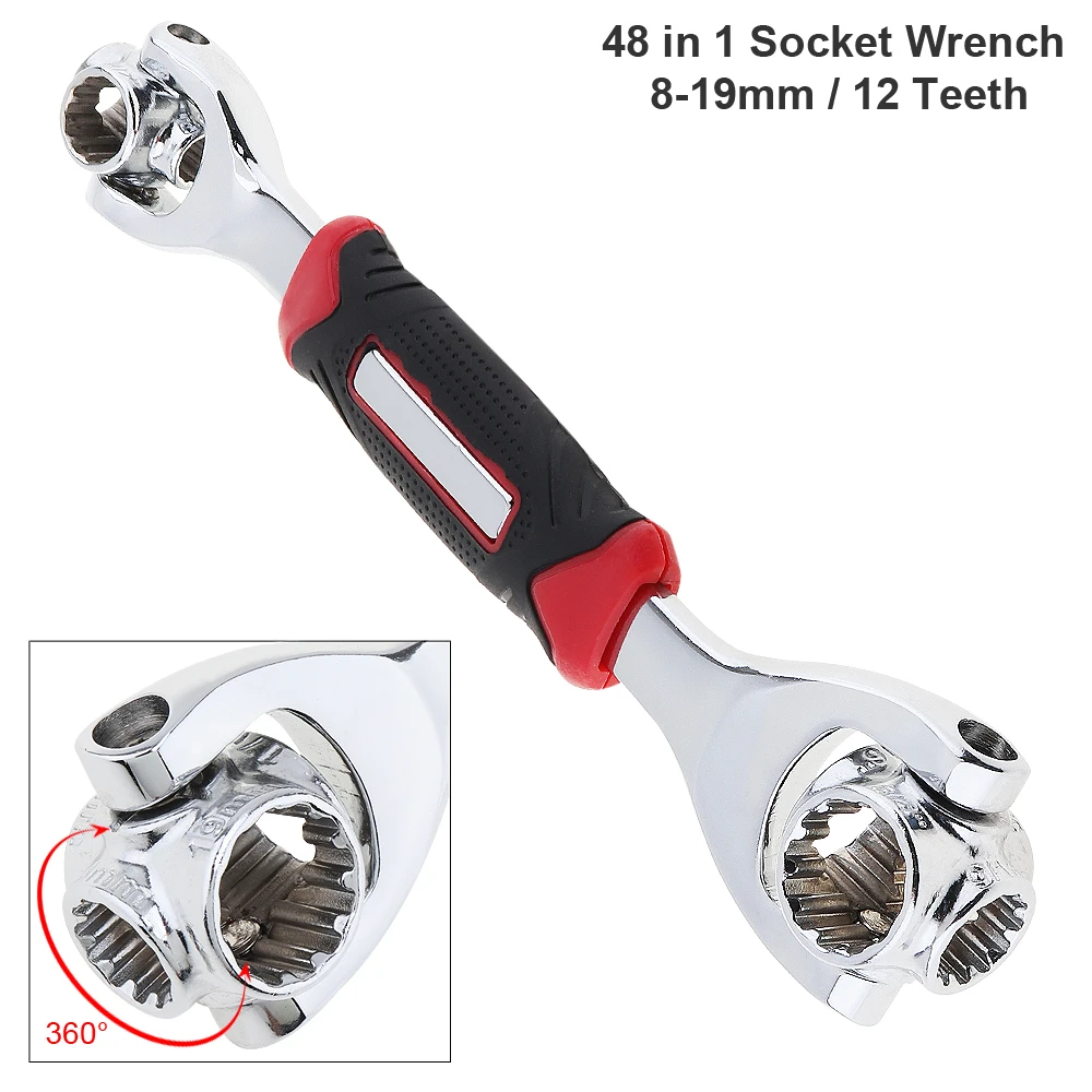 

48 In 1 Multi-function Socket Wrench 360° Rotary 8-19mm Torque Socket Wrench with 12 Teeth Type for Furniture Car Repair