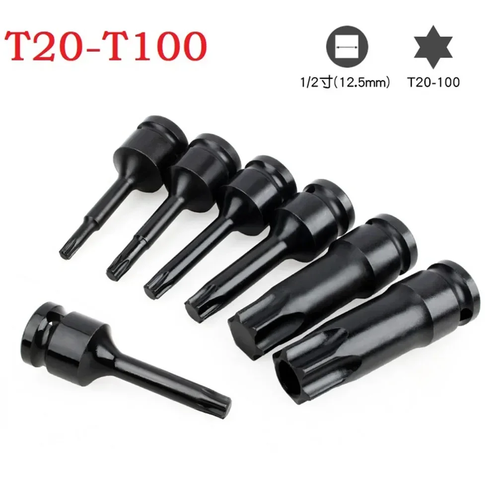 1/2 Inch Hex Torx Screwdriver Bits Imp-act Drive Socket Adapter Head T20-T100 Imp-act Wrench Socket Adapter Hand Tools