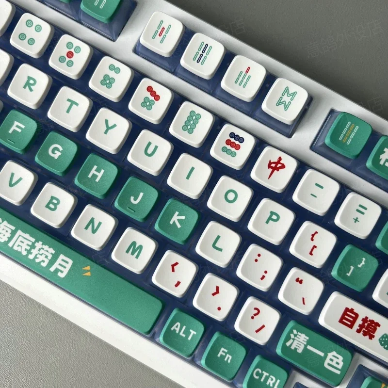 

Mahjong Theme Keycaps Custom PBT MDA Profile Keycap Cute Anime Pudding Transparent Point Key Cap for Wooting Mechanical Keyboard