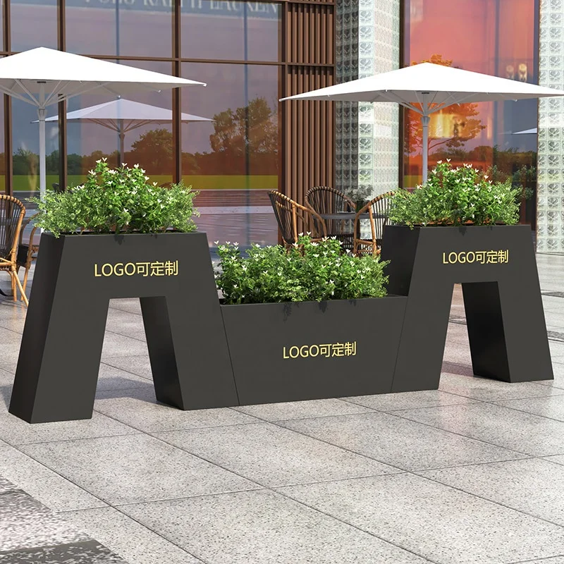 &Outdoor Wrought Iron Stainless Steel Bamboo Frame Flower Box Combination Fence Partition Planting Trough Outdoor Furniture