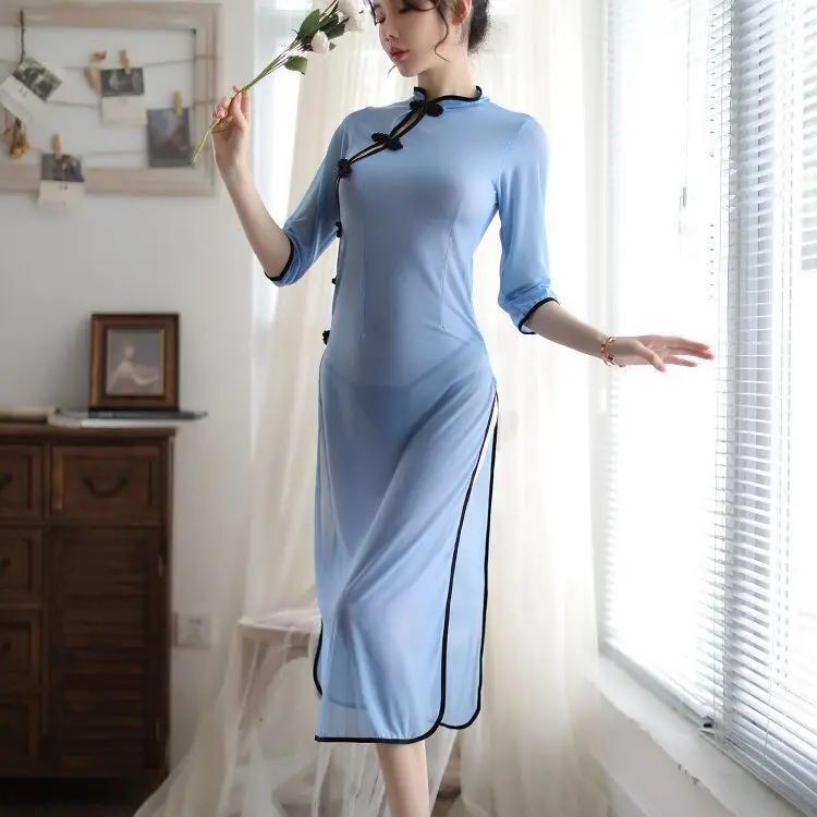 

Нижнее белье Cheongsam для ролевых игр, студенческая форма Republic, соблазнительная ночная рубашка больших размеров с боковыми разрезами, китайская одежда, сексуальная
