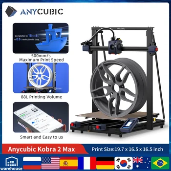 ANYCUBIC KOBRA 2 Max FDM Professioneller 3D-Drucker 4,3 Zoll kapazitiver HD-Touchscreen, automatische Nivellierung, 3D-Drucker-Extruder