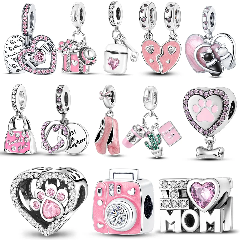 

S925 Silver Plated Charms Beads Heart Shape Love Mom Infinity Infinite Dangle Fit Bangle Bracelet Jewelry Mother Gift