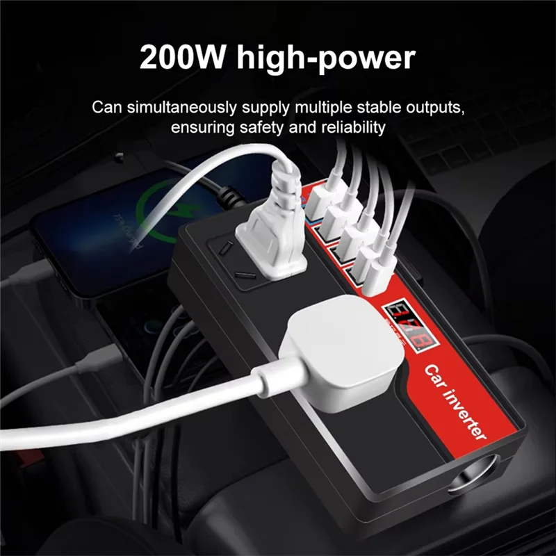 

DC 12V/24V To AC 220V Auto Power Convert Digital Display Car Power Adapters Car Power Adapters Black