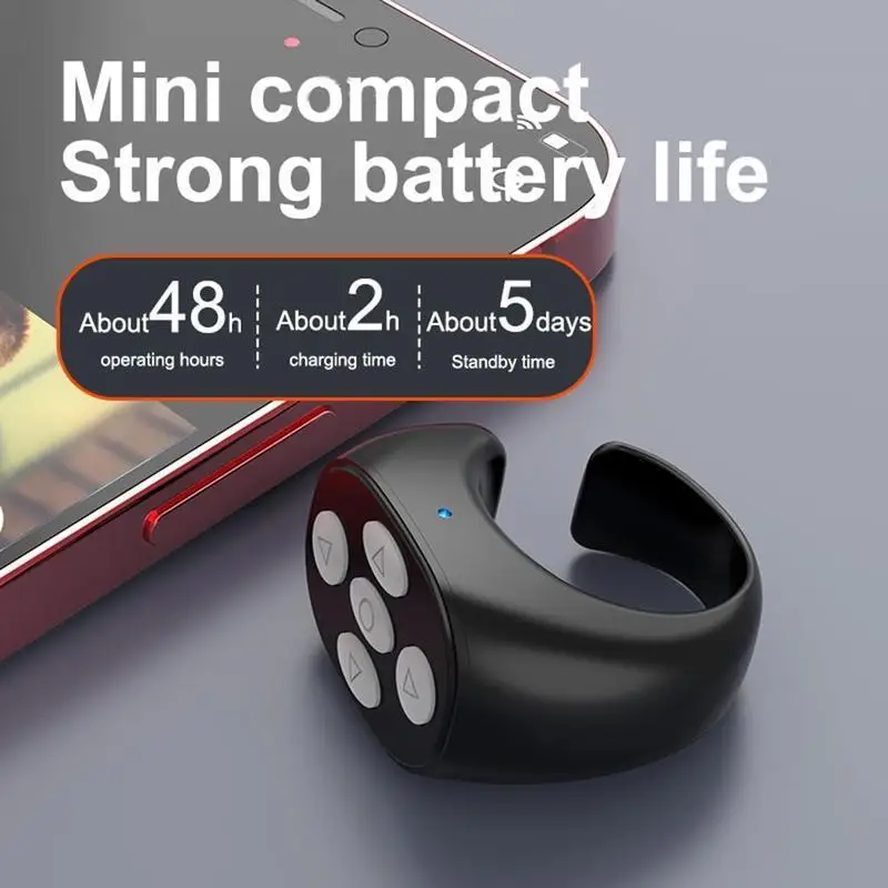 Wireless Remote Ring: Phone selfie/video control, auto page turner for apps, essential selfie accessory