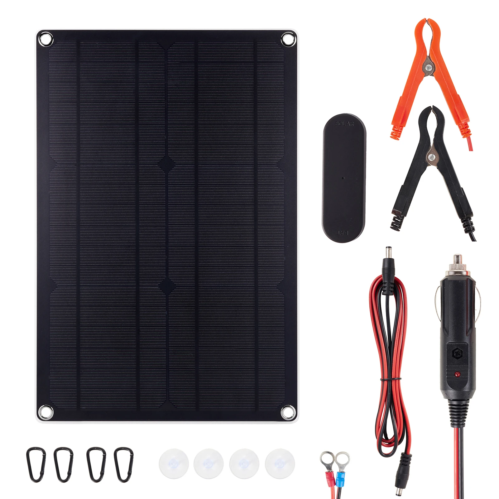 Car Solar Battery Charger Maintainer, 20W 12V Portable Solar Panel Trickle Charging Kit Intelligent Voltage Adjustment