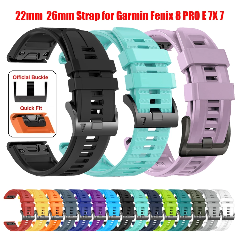 22/26 mm QuickFit-Armband für Garmin Fenix 5X 5 6X 6 7X 7/Quatix 8 7X/Epix Pro Silikonarmband für Garmin Fenix 8 Pro Uhrenarmband