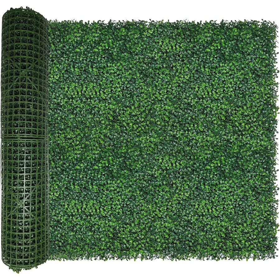 لفة خشب البقس الاصطناعي: 40 × 120 بوصة 33.5 قدم مربع UV Anti Faux Ivy Boxwood Hedge Leaf جدار عشب للفناء والشرفة والخصوصية والحديقة Bac
