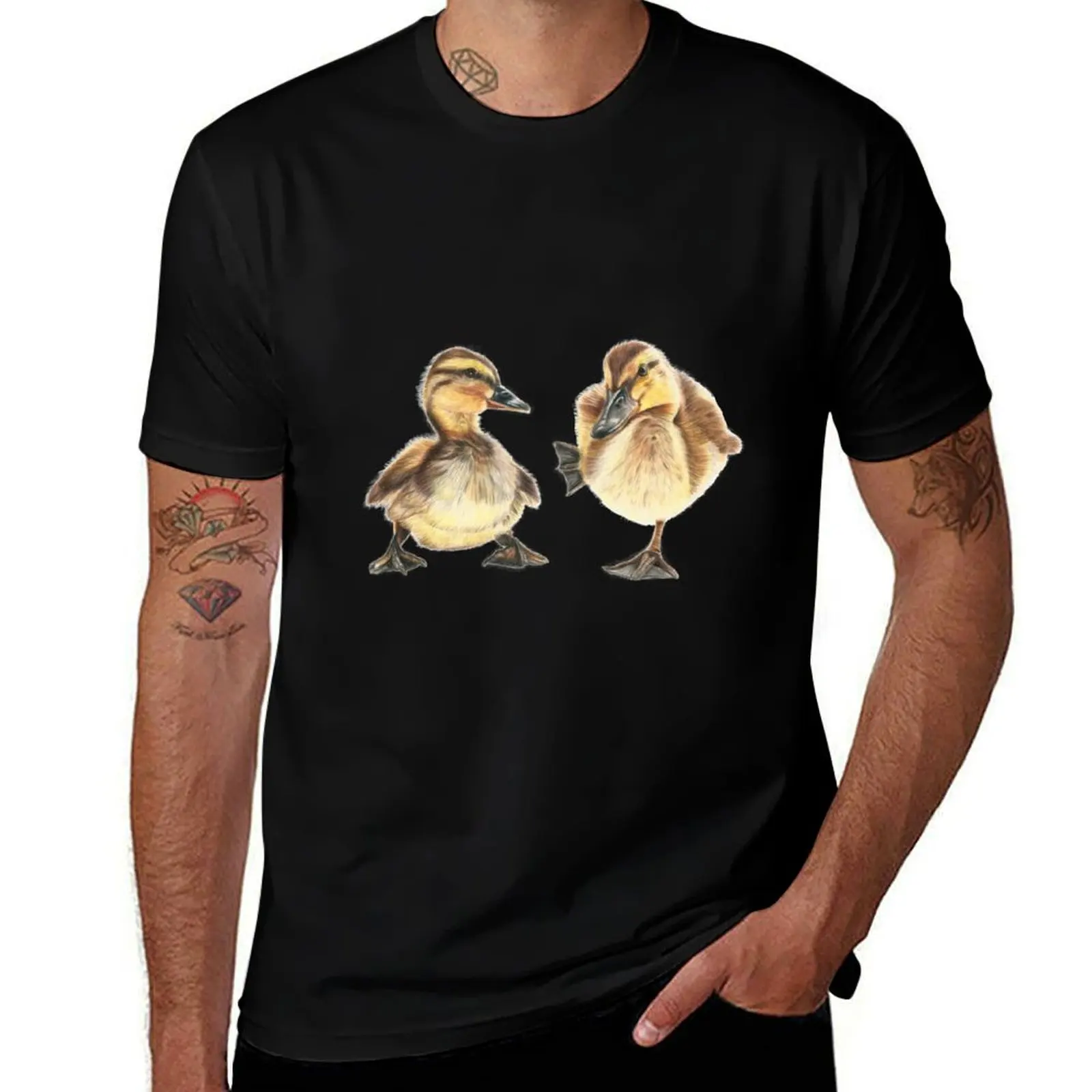 Two cute little Ducklings T-Shirt Big Size Simple T-Shirt