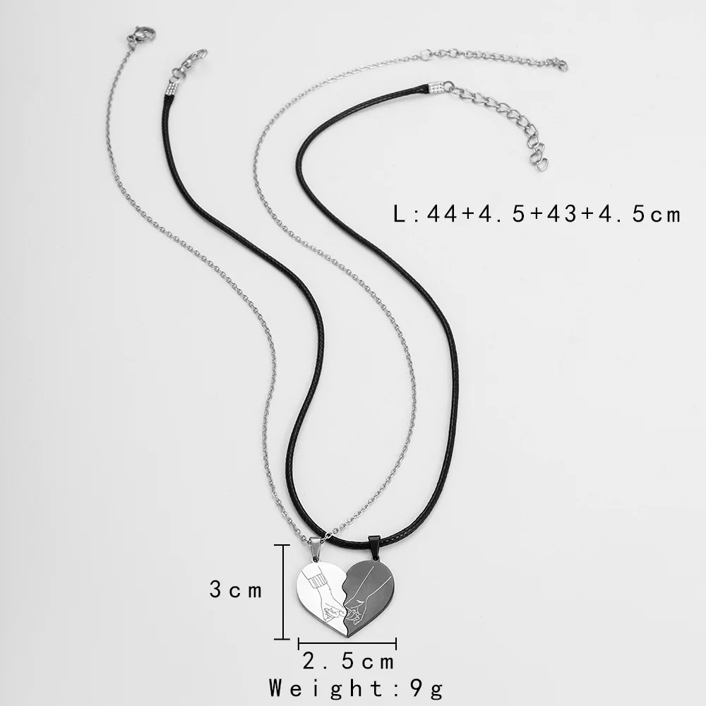 Stainless Steel Heart Puzzle Pendant Couple Necklace Pendants Necklaces for Lovers Valentine\'s Day Jewelry Christmas Couple Gift