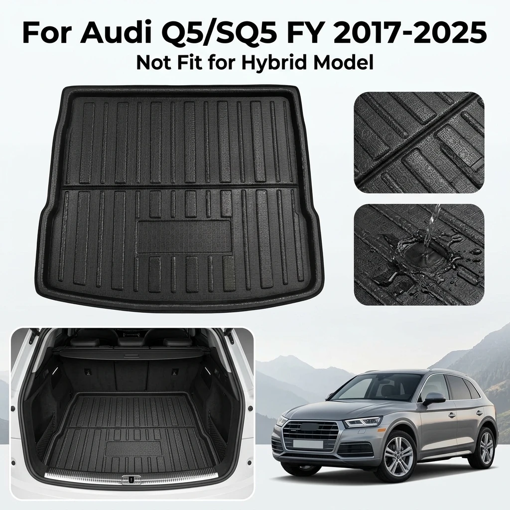 Kofferraummatte für Audi Q5/SQ5 FY 2017-2025 – Schmutzabweisender Kofferraumschutz und Ablagefach für den Auto-Kofferraum