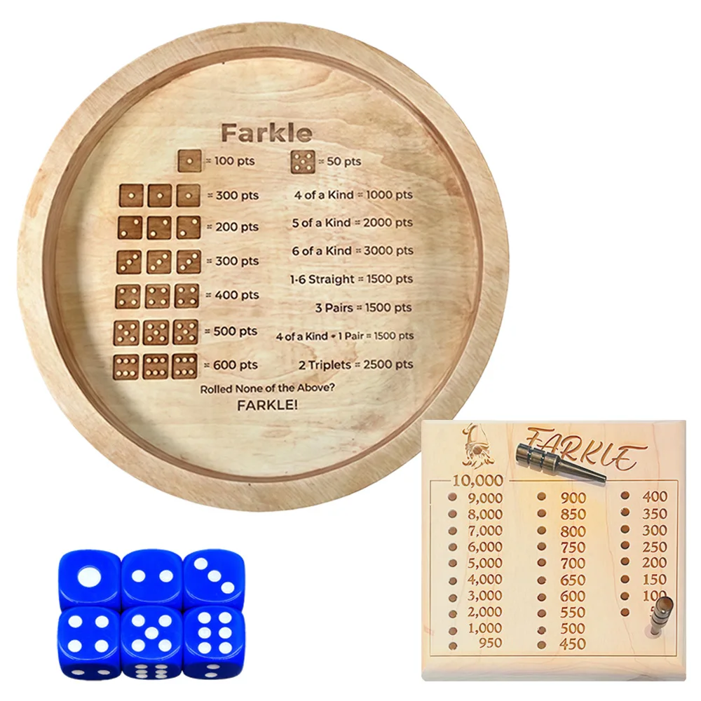 

18×18cm Round Wooden Dice Tray Set Multi-Purpose Dice Game, Patience-Building Strategy Game, Parent-Child Interactive Board Game