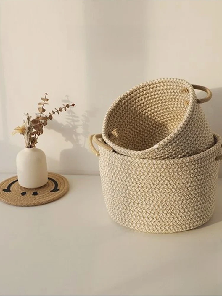 

Simple JOJOS L PDFilm Production Storage Buet Sna Storage Box Skin Care Product Organizer Cotton Fabric Basket for Living...