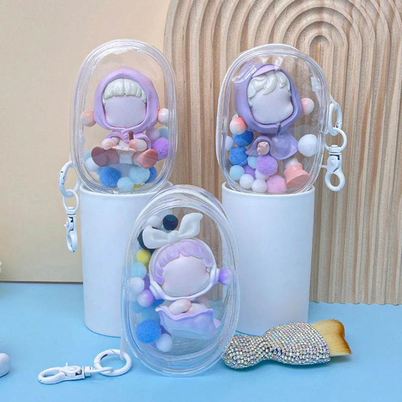 Transparent PVC Storage Bag Blind Box Doll Outdoor Display Hanging Bag Keychain Bag Storage Zipper Bag