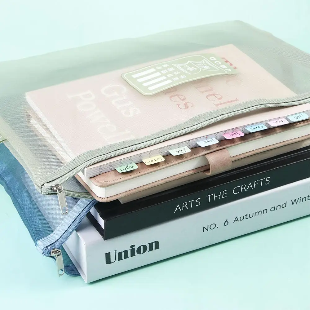 Double-Layers 1 Pc File Pocket Protective Paper Student Gift Document Bag A4 File Folder Bag Zipper File Pocket Storage Handbag