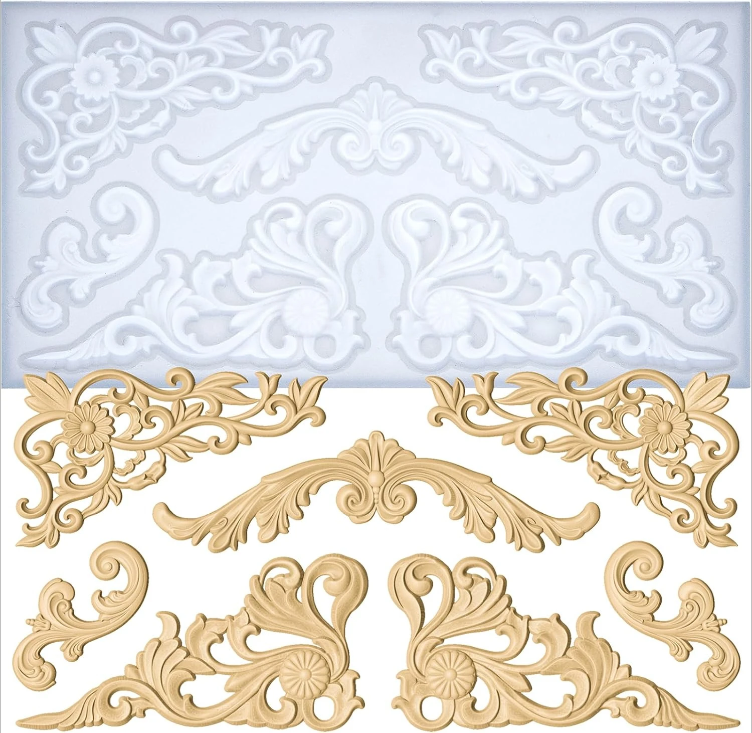 Baroque Relief Embossed Art Silicone Mold Air Dry Clay Plaster Epoxy Resin Molds Baking Accessories Cake Decorating Tools
