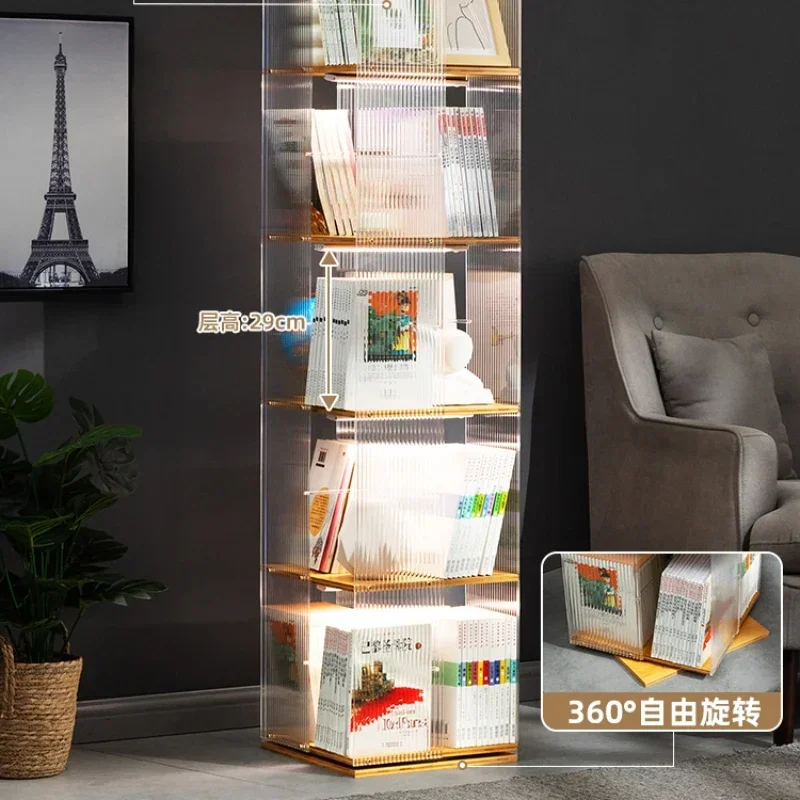 Rotating Bookshelf Book Cabinet Storage Shelf Floor Home Library Living Room Multi-layer etagere rangement Furniture