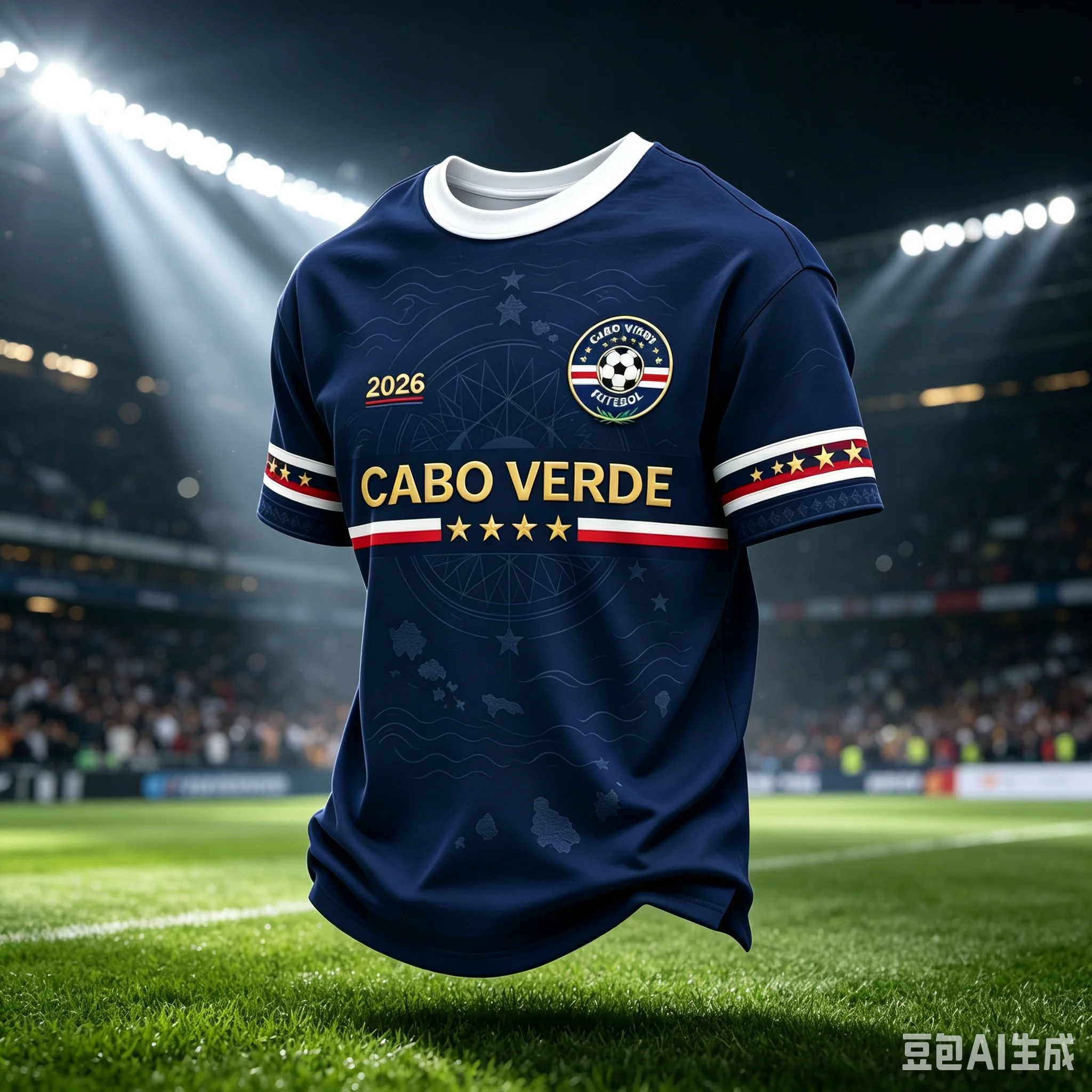 Neues Kap-Verde-Fußballtrikot für Herren, 3D-Druck, schnelltrocknend, atmungsaktiv, für Fußballfans, kurzärmelig, für Training, Familie, Kinder.