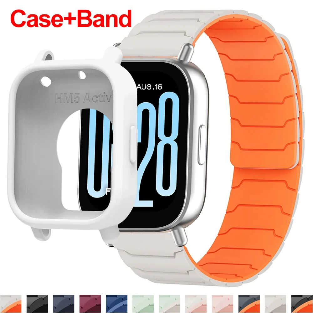 Silikonhülle + Magnetarmband für Redmi Watch 5, aktive zweifarbige Band-Schutzhülle für Redmi Watch 5 Lite Sportarmband