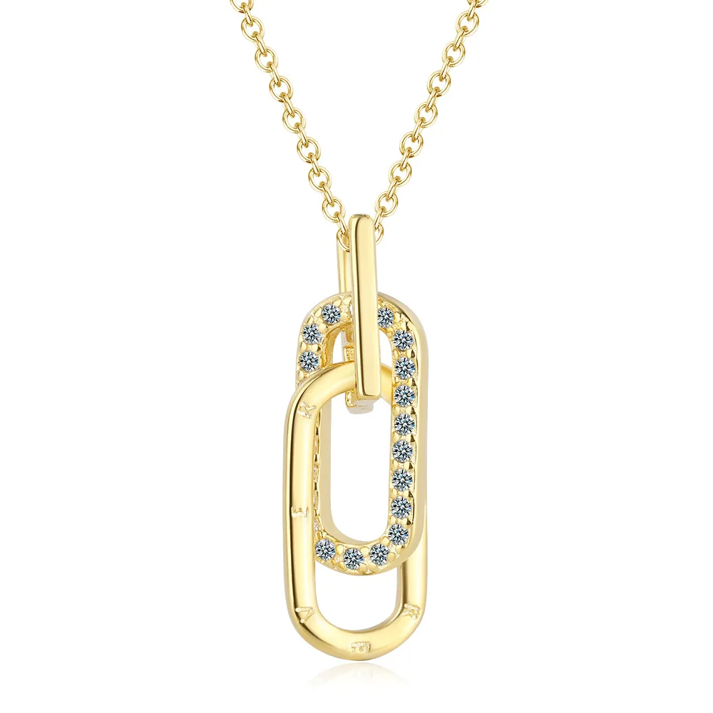 

Lateefah Letter Loop Necklace Geometric Oval Temperament Diamond Clavicle Chain Necklace