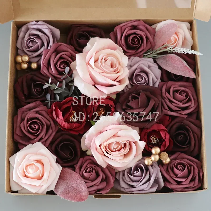 Factory Spot Simulation Flower Box Silk Rose for Wedding Birthday Valentine's Day Gift DIY Home Bouquet Wholesale