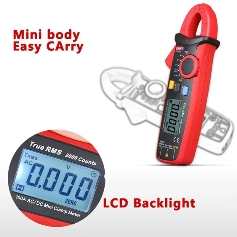 UNI-T UT210E UT210D Digital AC DC Current Clamp Meter True RMS Pliers Ammeter Voltage Tester Frequency Meter alicate amperímetro