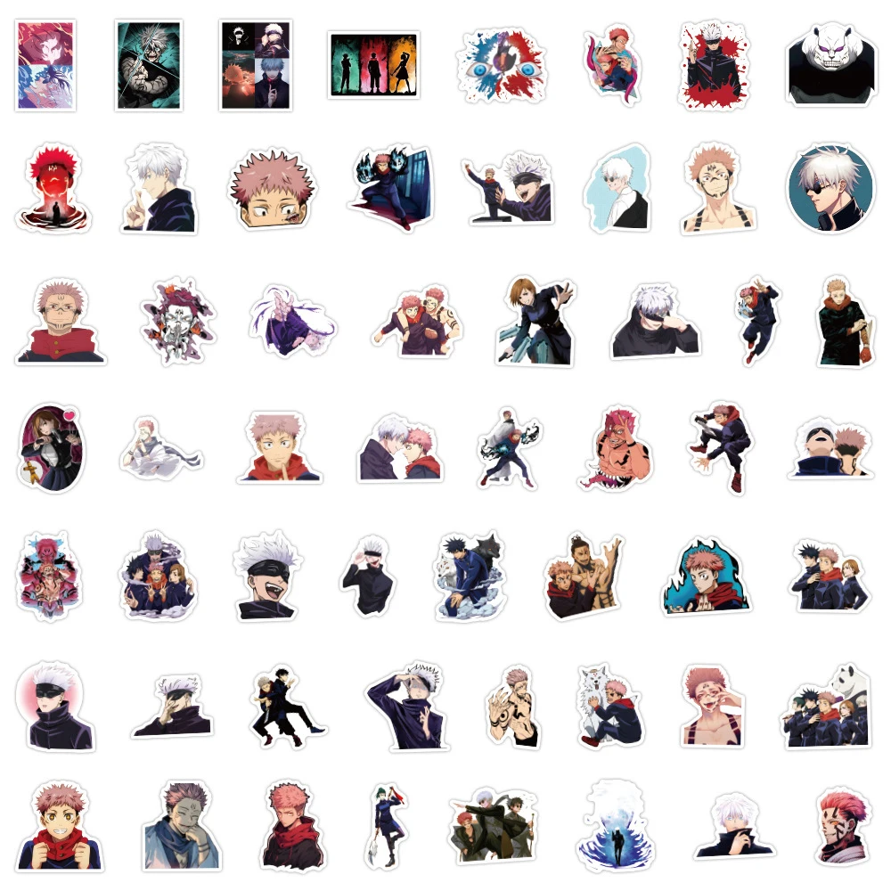 10/30/55Pcs Jujutsu Kaisen Anime Stickers Cool Itadori Yuji Graffiti Sticker Telefoonhoesje Skateboard Bagage Cartoon Decor