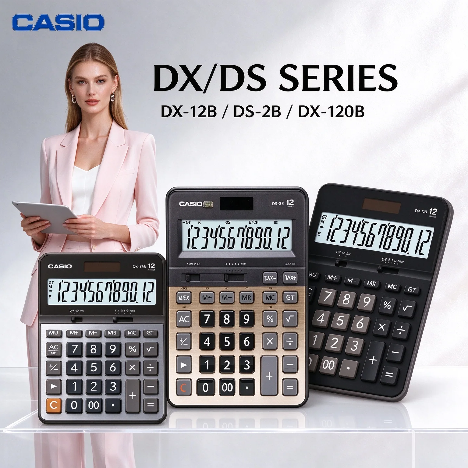Casio DX-12B DS-2B DX-120B Desktop Calculator GT Memory & Mark-Up Function for Daily Business Finance & Bookkeeping Tasks