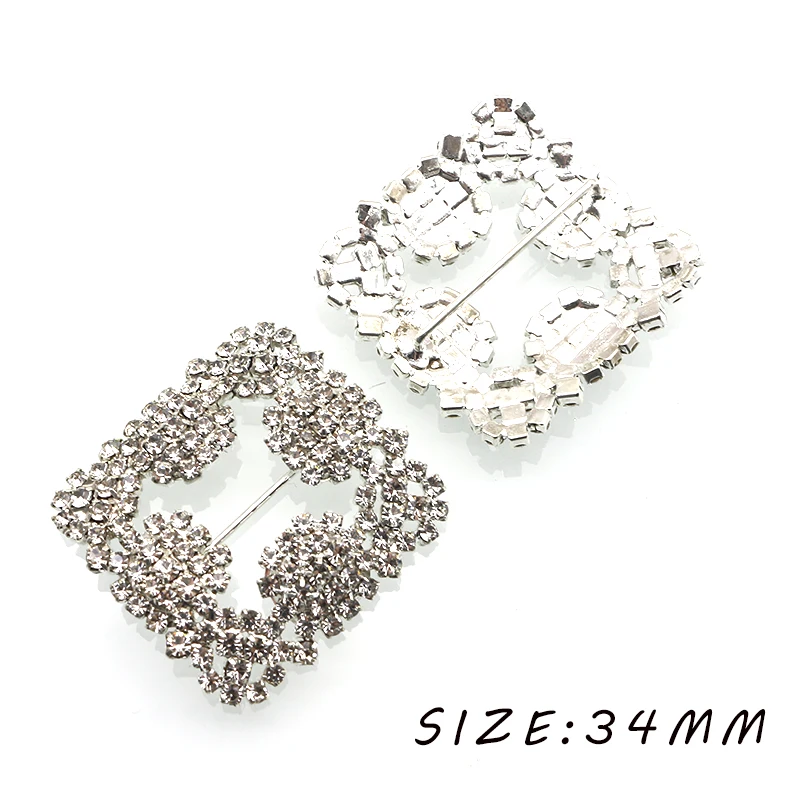 New 1Pcs 34MM Two-Color Square Rhinestone Belt Sewing Button DIY Handmade Clothing Ribbon Ribbon Decorative Accessories