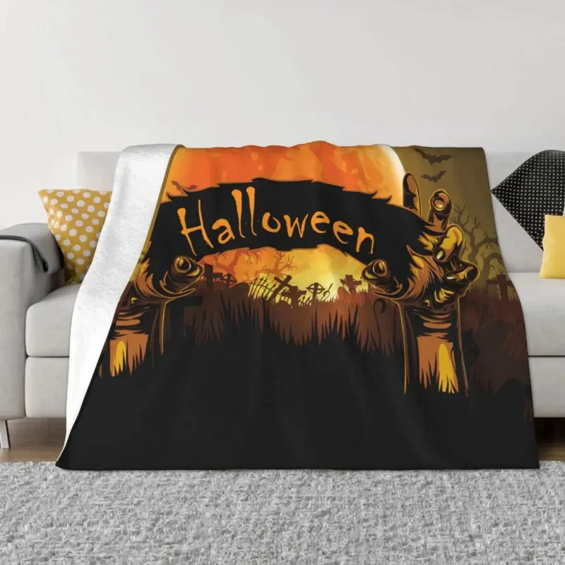 Halloween Horror Pumpkin Death of the Day Fleece Funny Warm Throw Blanket for Home Textile Decor