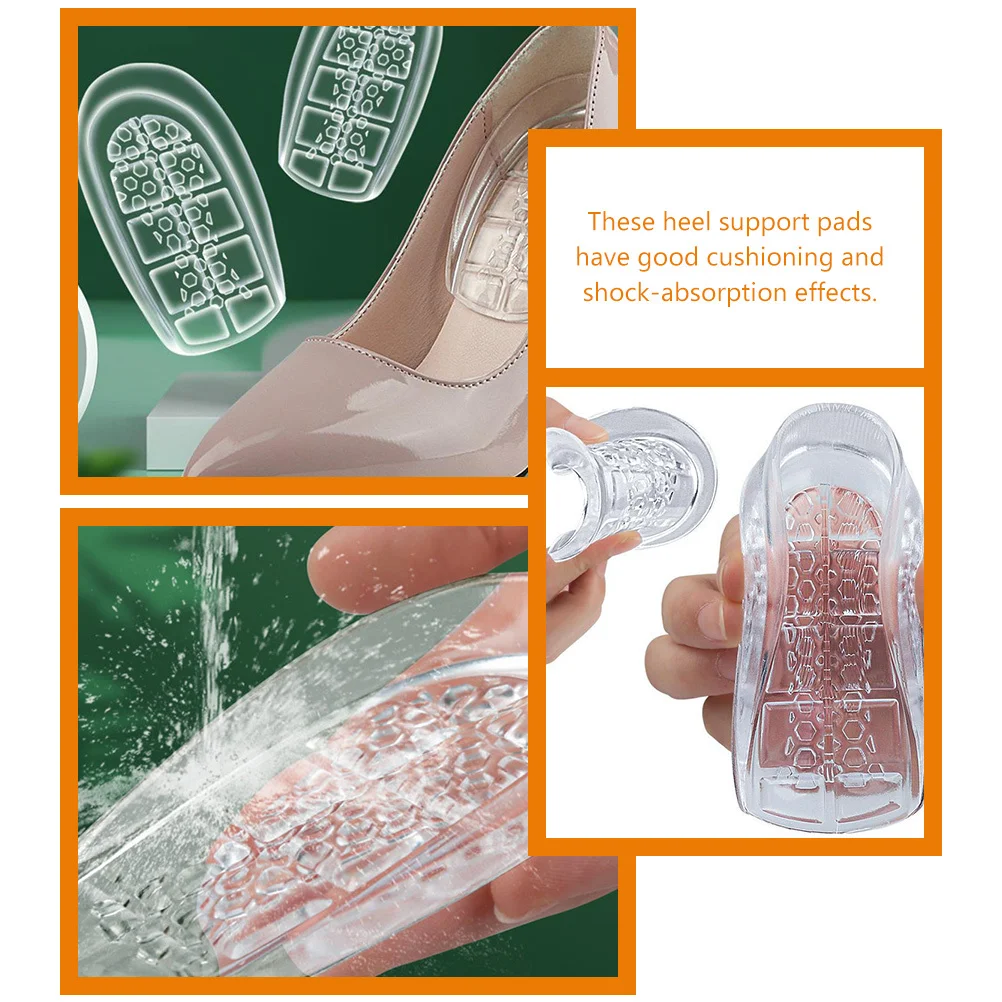 

2Pairs Gel Heel Pads Nonskid Design Cushion Inserts for Pain Relief and Support Heel Pads Gel Shoe Inserts for Women