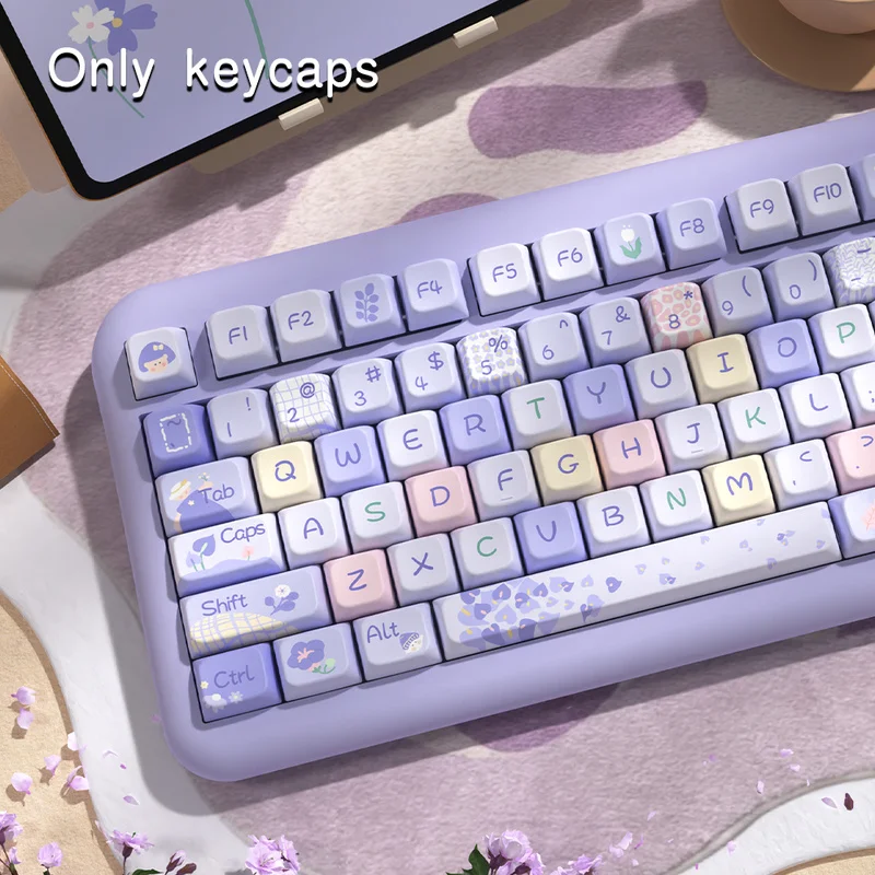 Flower Girl Original Keycap Mda Height Personalized Customization Adaptation Pbt Thermal Sublimation Mechanical Keyboard Cap