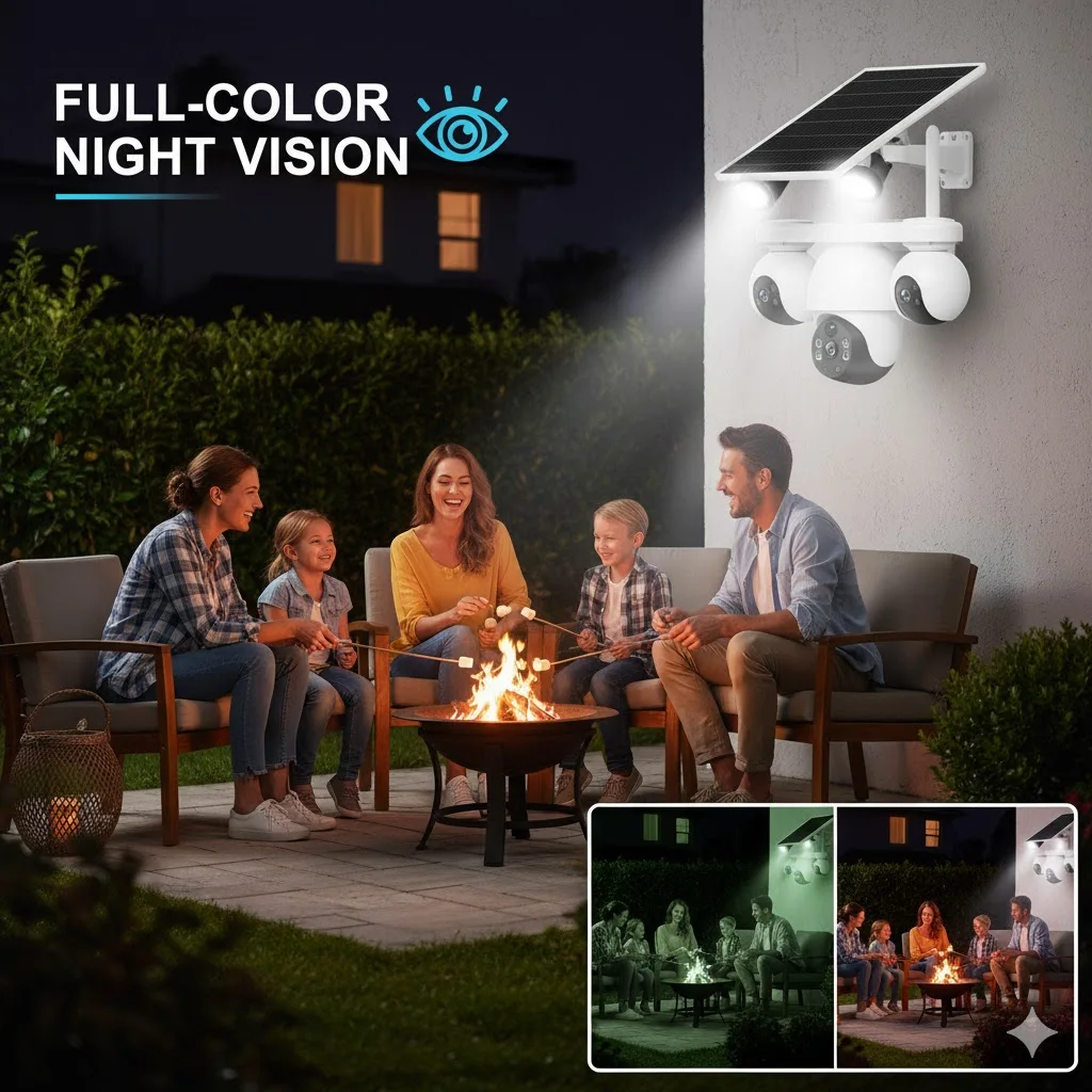 V380Pro Telecamera solare 4G Sim Card 12MP Outdoor 3 lenti 3 schermi PIR Rilevamento umano Telecamere IP di rete Visione notturna CCTV Sicurezza Pro