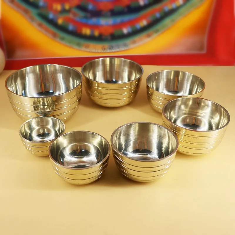 

7 Pcs Brass Tibetan Singing Bowl Meditation Metal Tibetan Bowl Set of 7 Chakras Mindfulness Sound Bowls Percussion Instrument