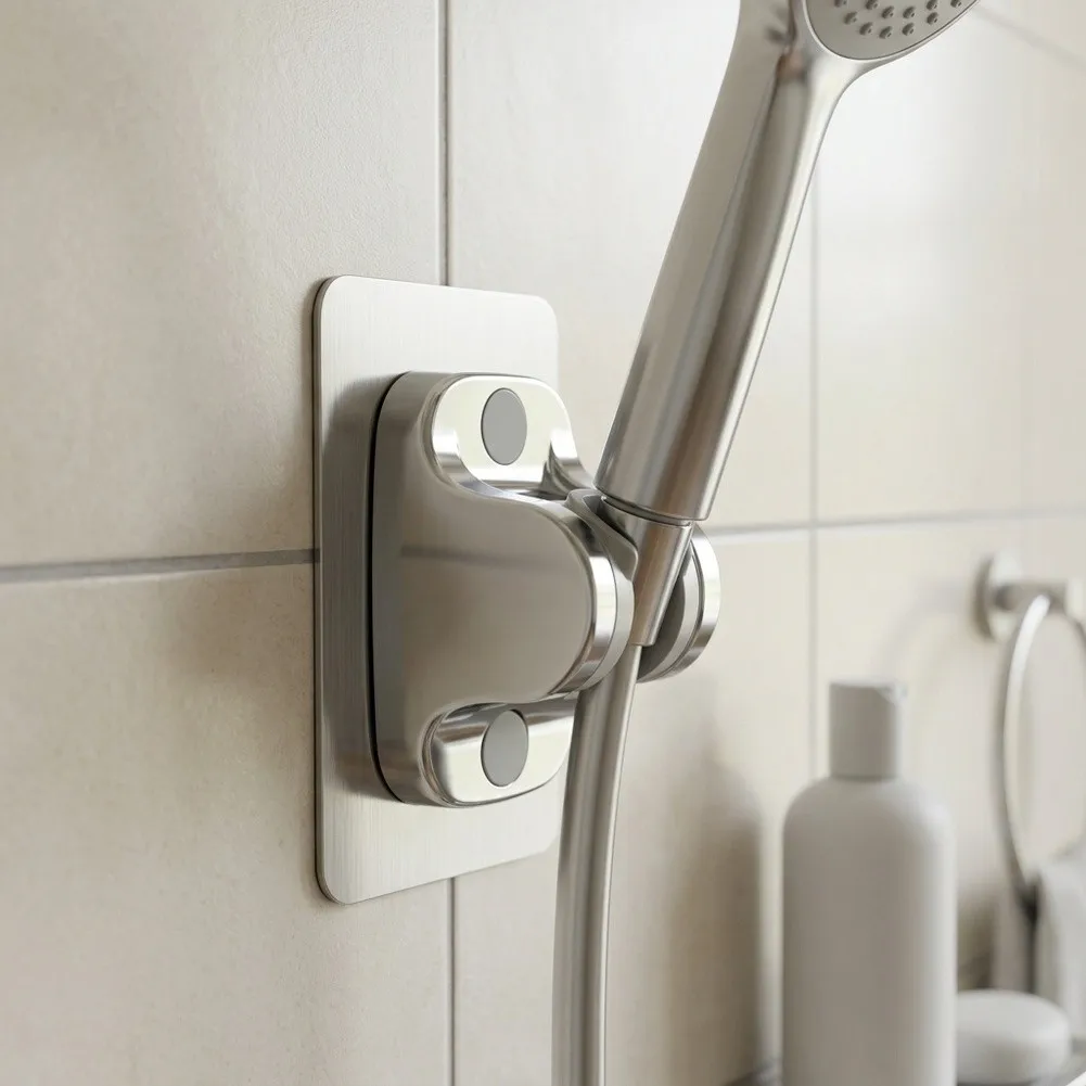 Waterproof Adjustable Shower Mount Compatible with Most Handheld Shower Designs Using Peel-and-Stick Installation