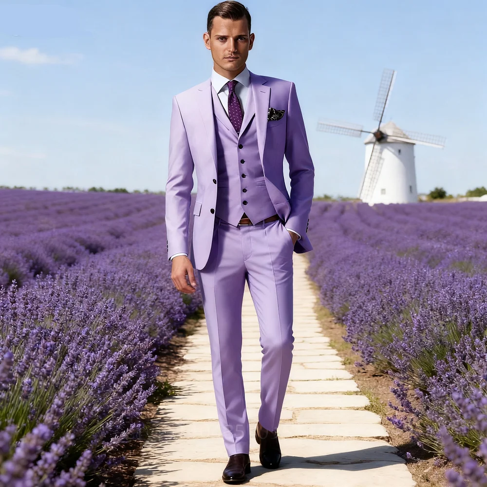 

Men's Formal Terno with Notched Lapel Celebrity 3-Piece Suit Two-Button Blazer Vest Pants Set