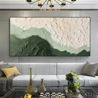 Abstract minimalist beach canvas print, textured wall art green ocean waves painting, large wall art living room decor, no frame