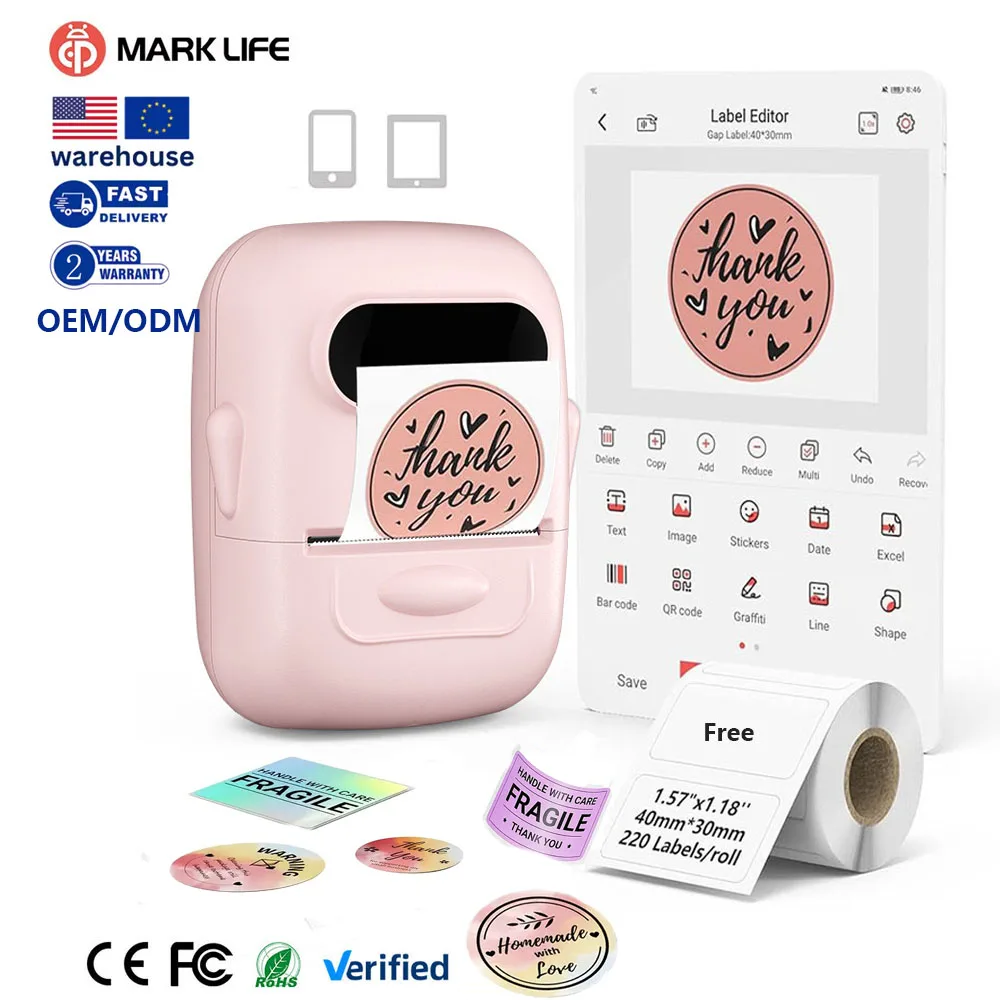 

Minimal Design Thermal Label Printer Marklife Mini Printer Logo Portable Sticker Print Machine For Small Business