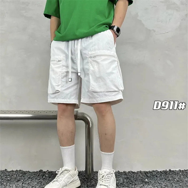 Quick Dry Summer Multi-pocket Solid Color Baggy Cargo Shorts Men's All-match Casual Pants Homme Korean Fashion Sports Shorts Man