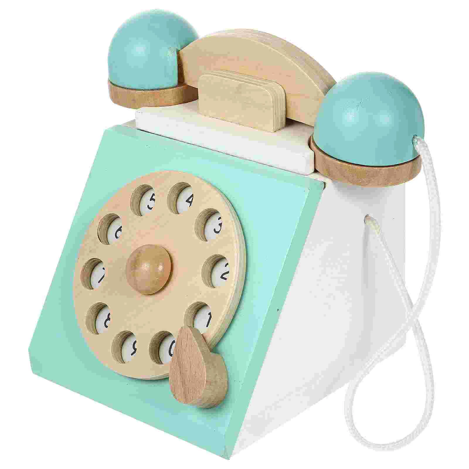 Telefono in legno del fumetto genitore-figlio arredamento Vintage bambini giocattoli educativi per ragazze per ragazze Cognitive