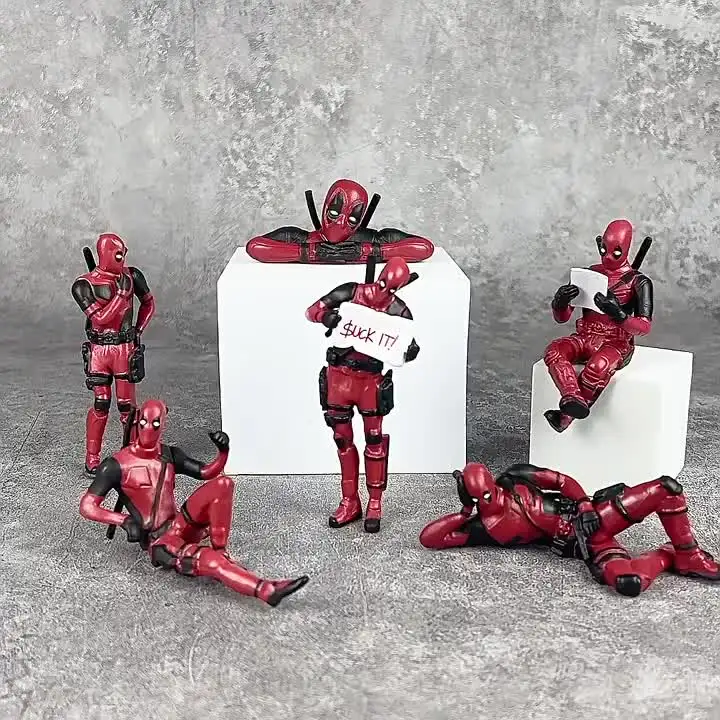 6 decoração de mesa Deadpool carro home office Marvel 8cm X-MAN engraçado bonito figura modelo brinquedos